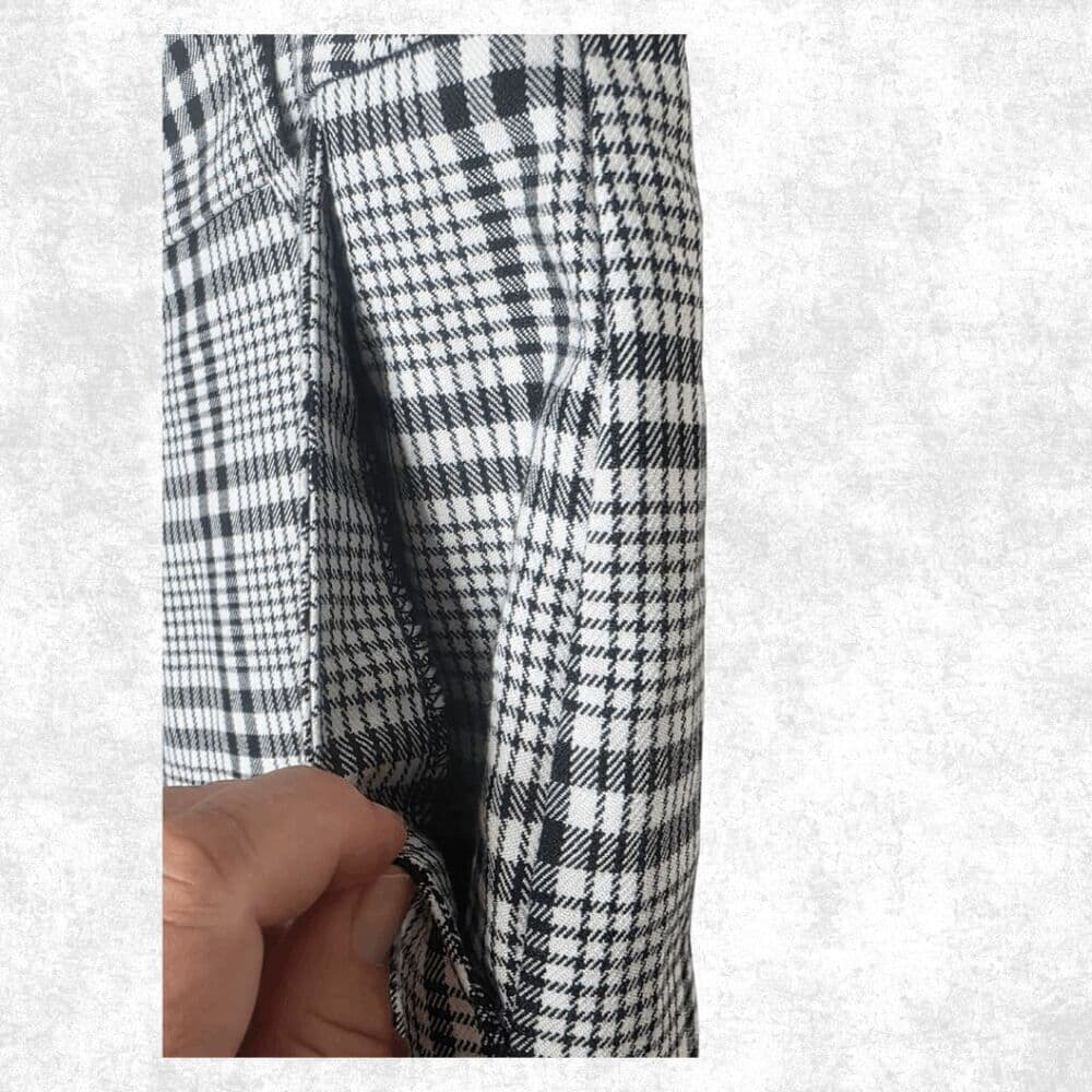 Abercrombie & Fitch Black White Plaid Trousers - Size XL - High Rise Slim Fit Pa - Thumbnail 6