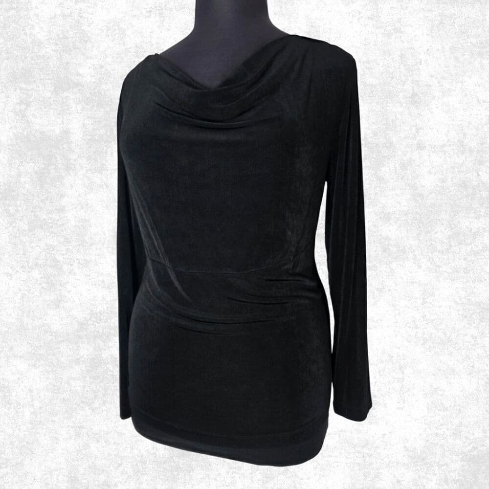 🔥 CHICO’S Travelers Black Cowl Neck Top – Size 3 (XL/16) - Thumbnail 6