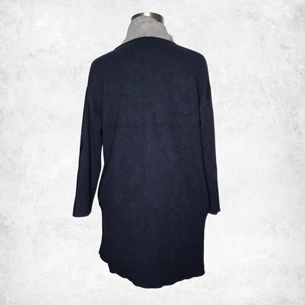 ZARA Knit Open Front Longline Coat Cardigan Jacket Black & Gray (Size M) - Thumbnail 5