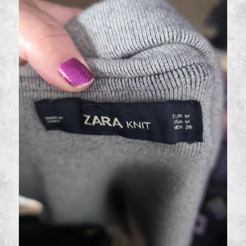 ZARA Knit Open Front Longline Coat Cardigan Jacket Black & Gray (Size M) - Thumbnail 7