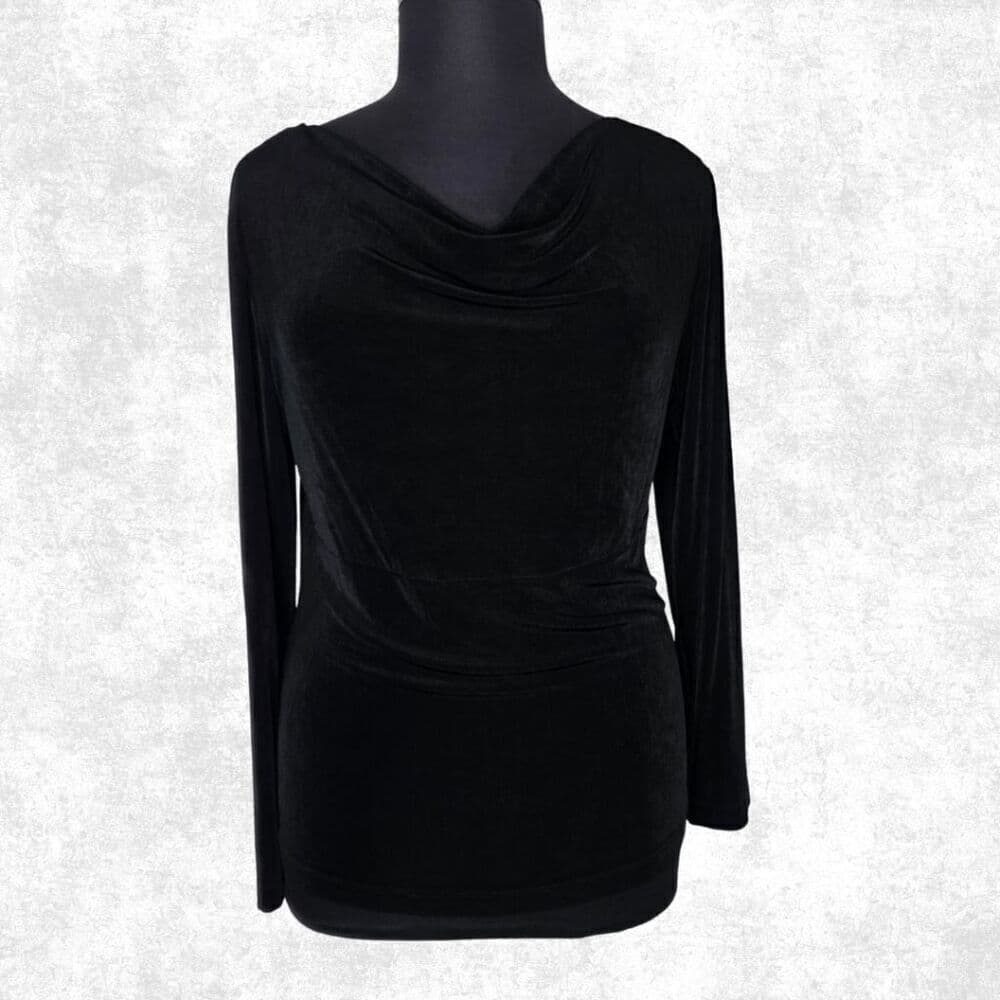 🔥 CHICO’S Travelers Black Cowl Neck Top – Size 3 (XL/16) - Thumbnail 5