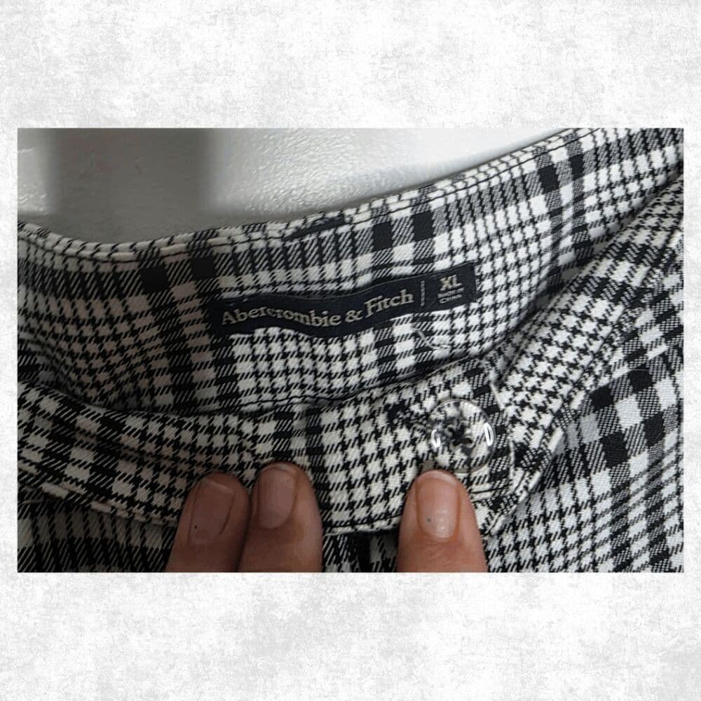 Abercrombie & Fitch Black White Plaid Trousers - Size XL - High Rise Slim Fit Pa - Thumbnail 5