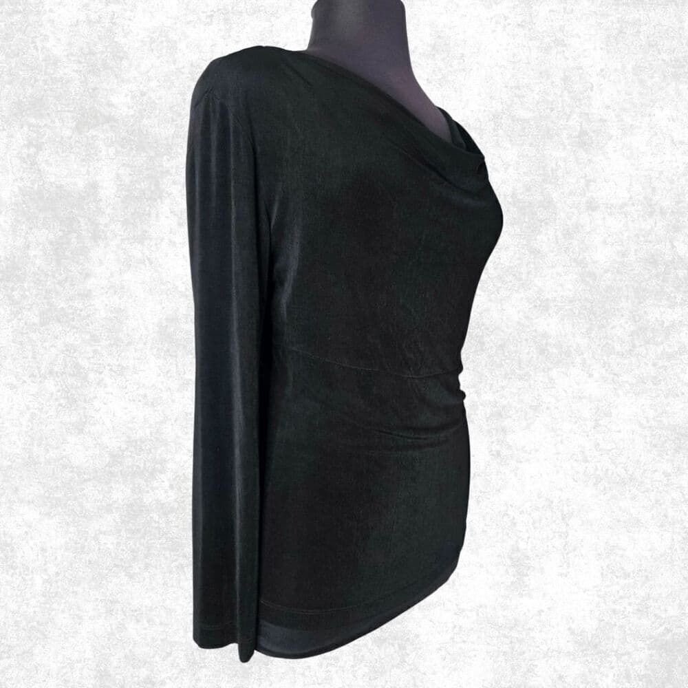 🔥 CHICO’S Travelers Black Cowl Neck Top – Size 3 (XL/16) - Thumbnail 4