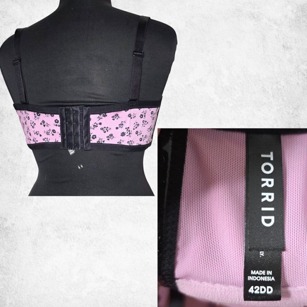 Torrid 42DD Bombshell Everyday Push-Up Bra Pink & Black Lace (New Without Tags) - Thumbnail 3