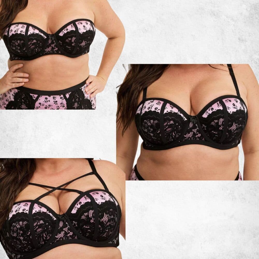 Torrid 42DD Bombshell Everyday Push-Up Bra Pink & Black Lace (New Without Tags) - Thumbnail 5