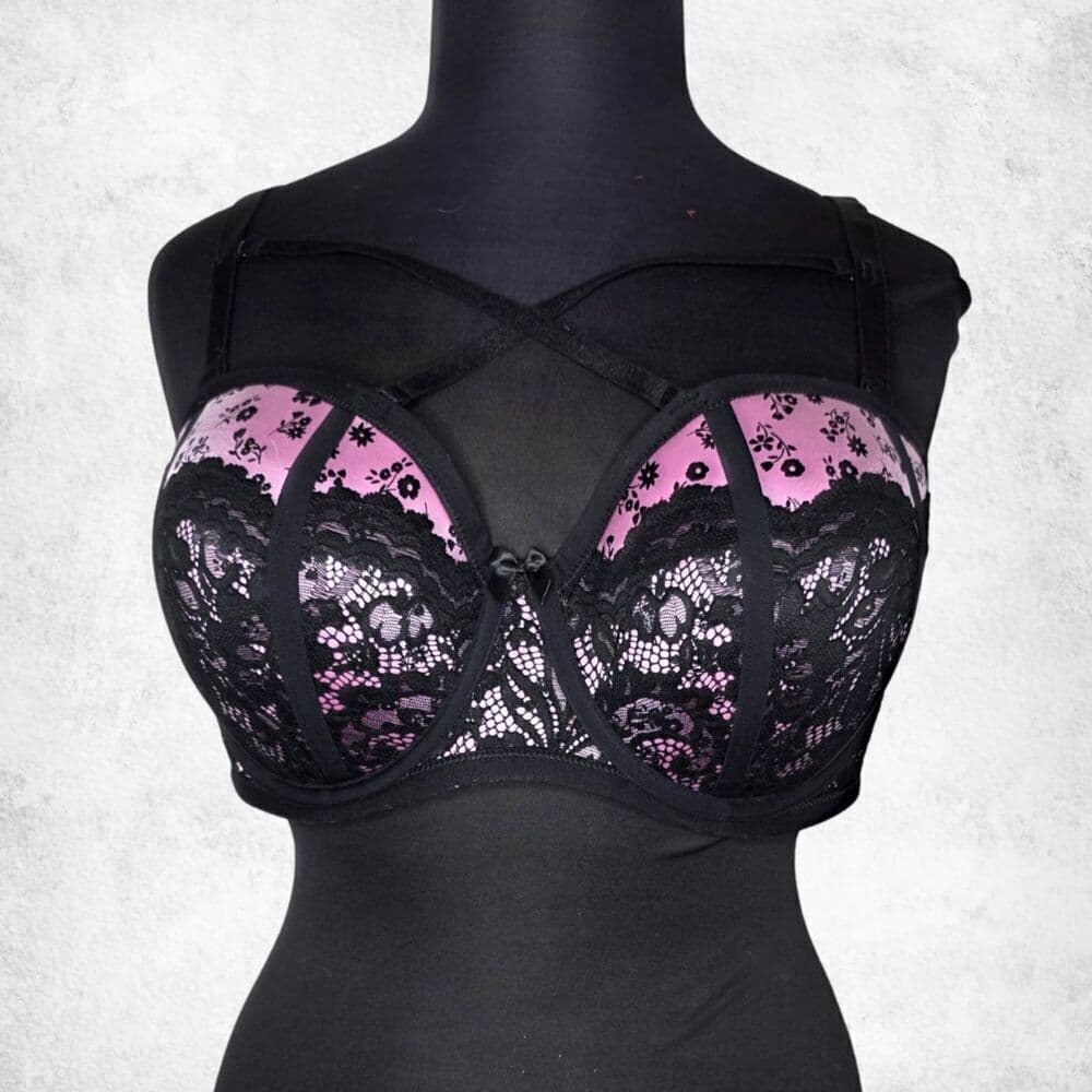 Torrid 42DD Bombshell Everyday Push-Up Bra Pink & Black Lace (New Without Tags) - Thumbnail 2