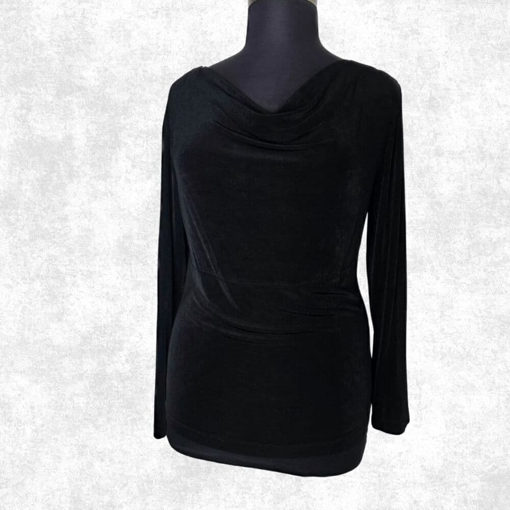 🔥 CHICO’S Travelers Black Cowl Neck Top – Size 3 (XL/16) - Thumbnail 2