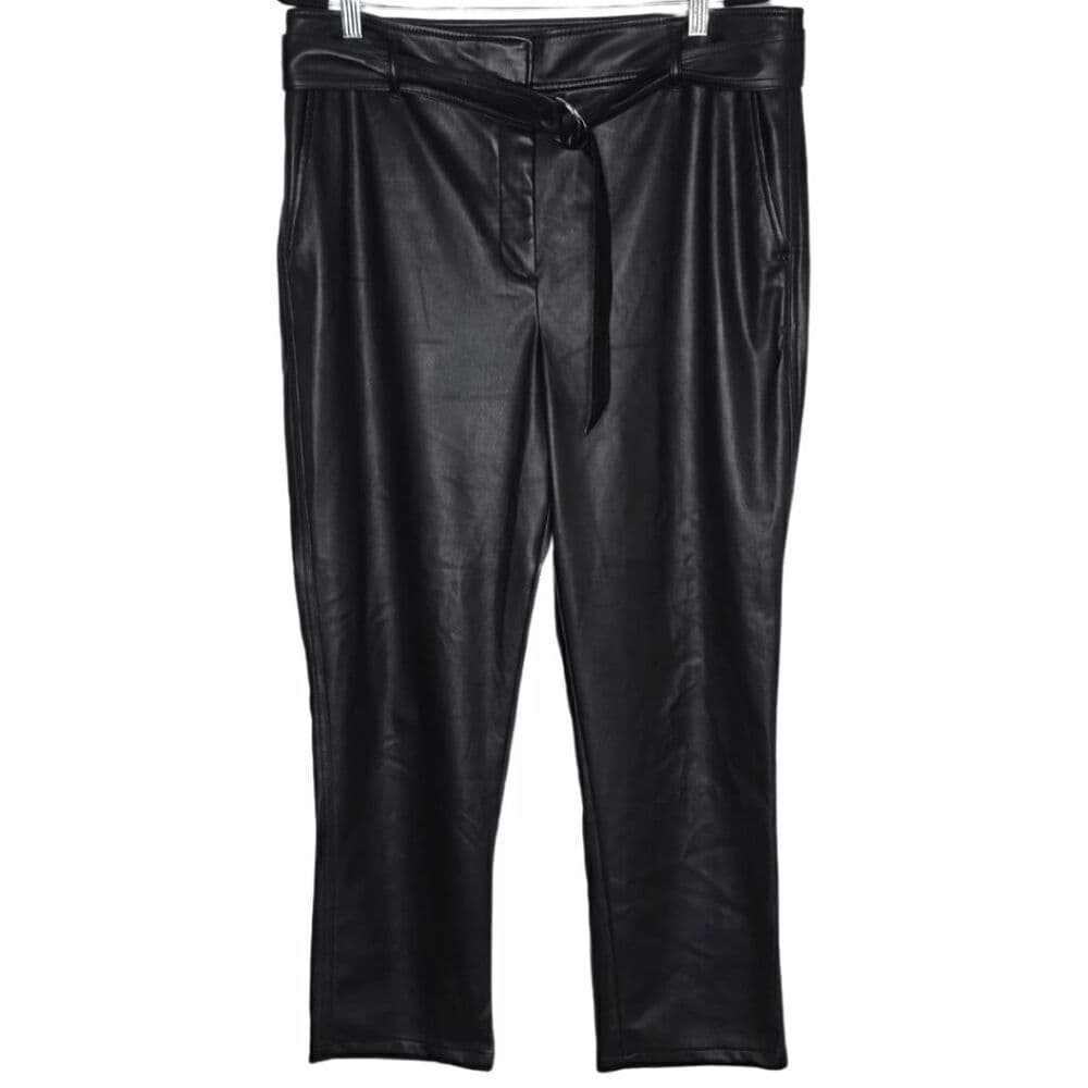 LOFT Black Faux Leather Paperbag Pants – Size 14 - Thumbnail 5