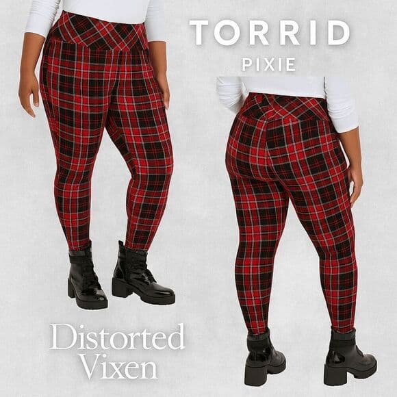 Torrid Pixie Red Plaid Pants – Size 1R – Grunge Punk Stretch Fit - Thumbnail 7