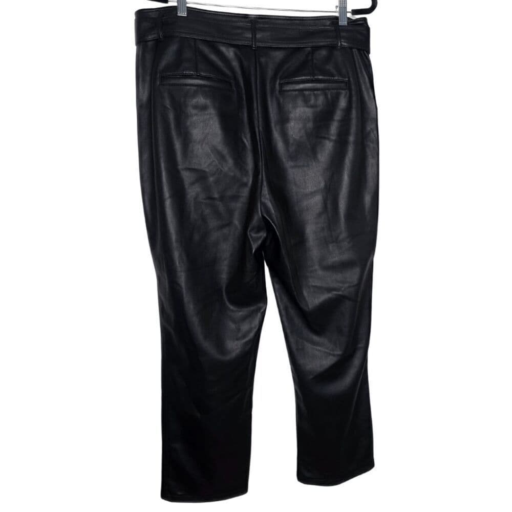 LOFT Black Faux Leather Paperbag Pants – Size 14 - Thumbnail 3