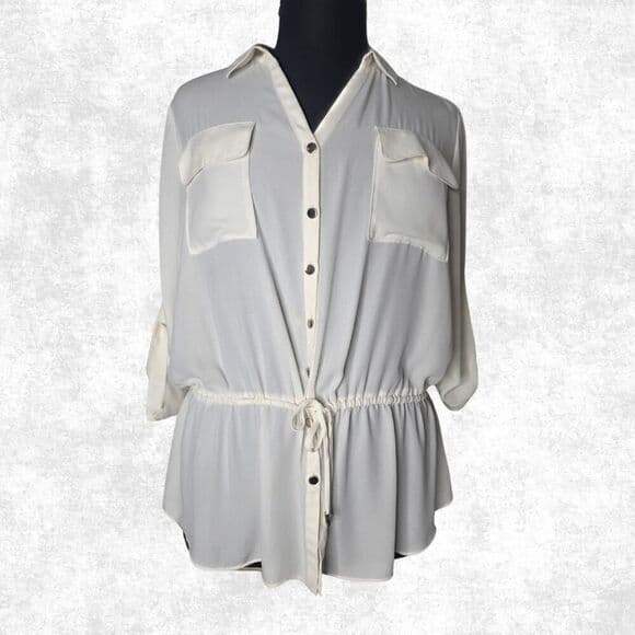 Lane Bryant Ivory Button Front Blouse – Size 18/20 - Thumbnail 8