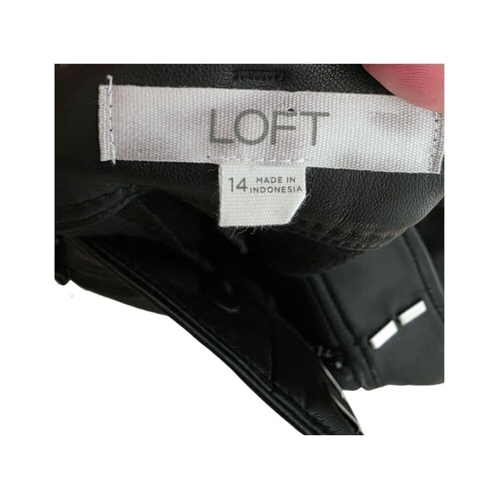 LOFT Black Faux Leather Paperbag Pants – Size 14 - Thumbnail 4