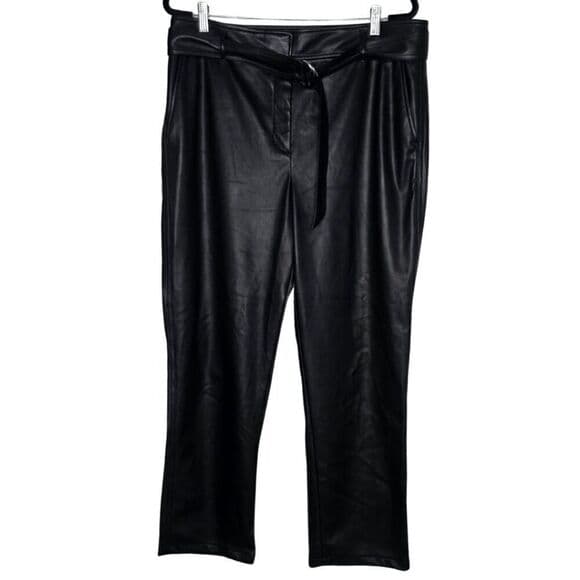 LOFT Black Faux Leather Paperbag Pants – Size 14 - Thumbnail 8