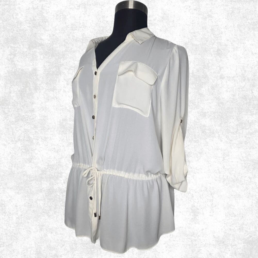 Lane Bryant Ivory Button Front Blouse – Size 18/20 - Thumbnail 2