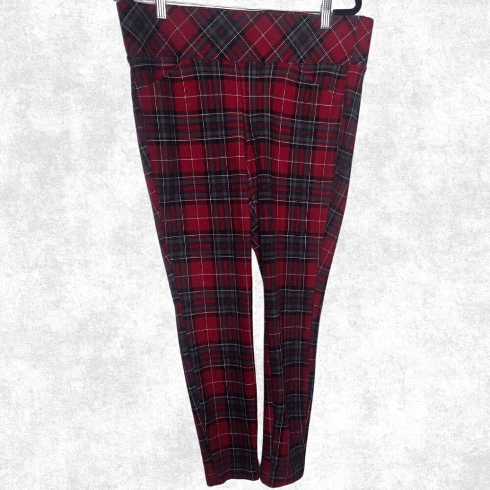 Torrid Pixie Red Plaid Pants – Size 1R – Grunge Punk Stretch Fit - Thumbnail 2