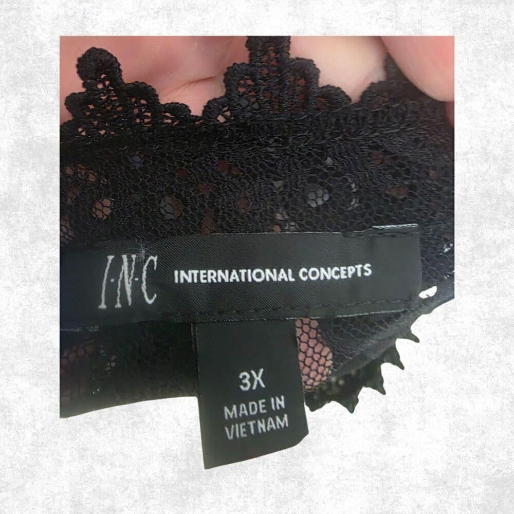 INC Black Lace Yoke Blouse Plus Size 3X Short Sleeve Gothic Romantic Top - Thumbnail 6