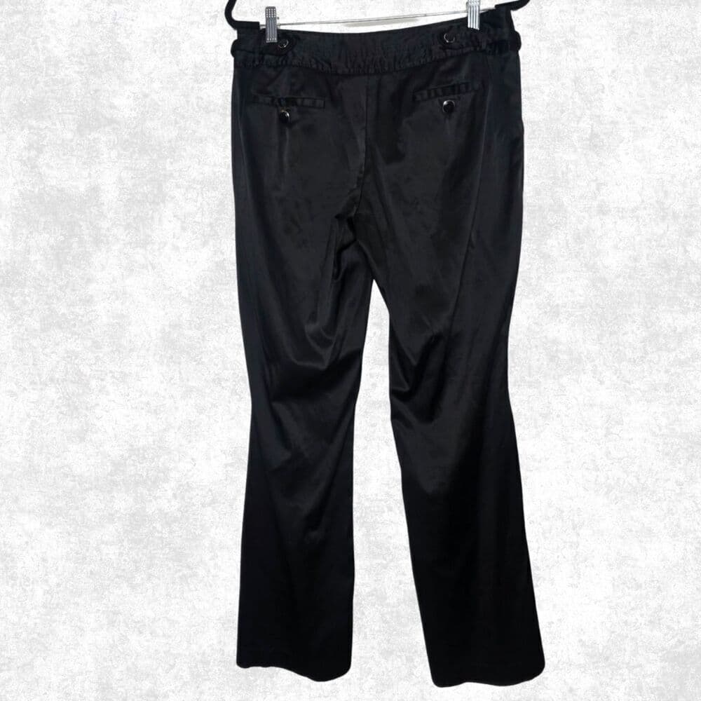 Tracy Evans Black Satin Dress Pants Women’s 11 Flared Trousers Y2K Goth Glam - Thumbnail 4