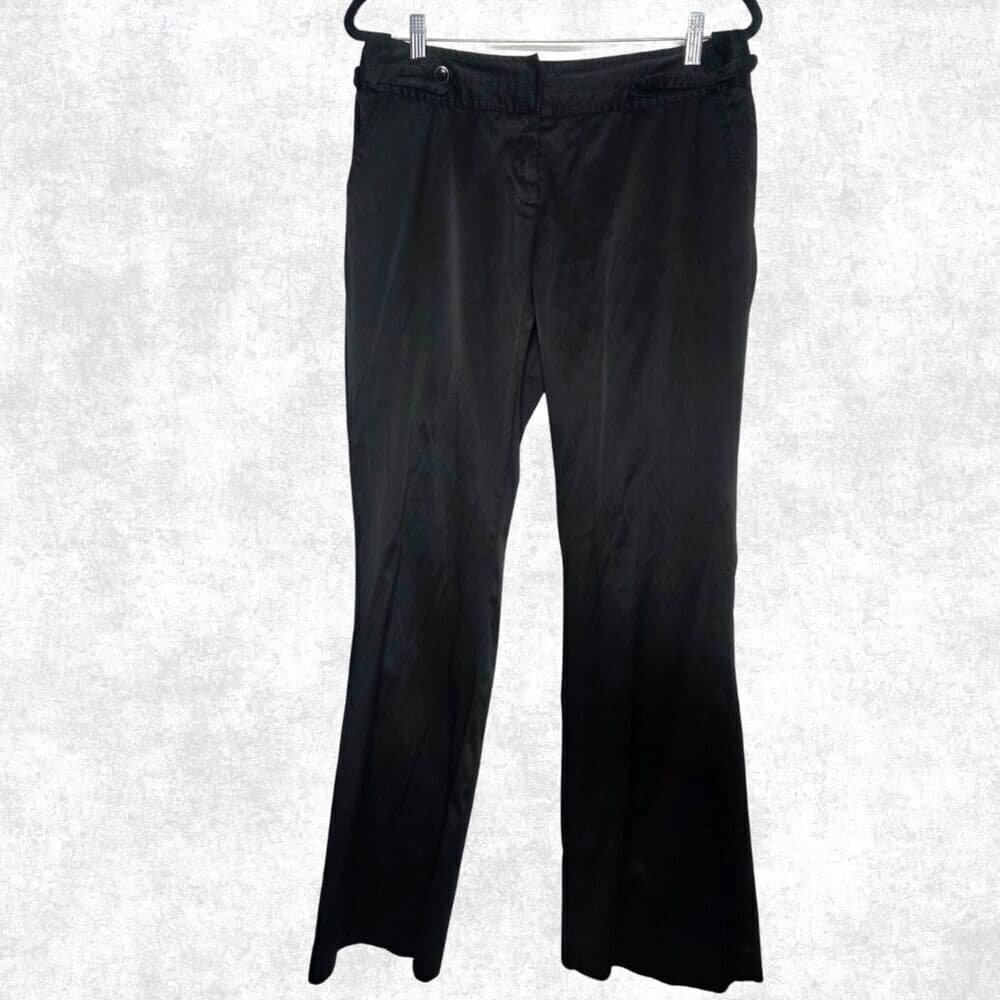 Tracy Evans Black Satin Dress Pants Women’s 11 Flared Trousers Y2K Goth Glam - Thumbnail 7