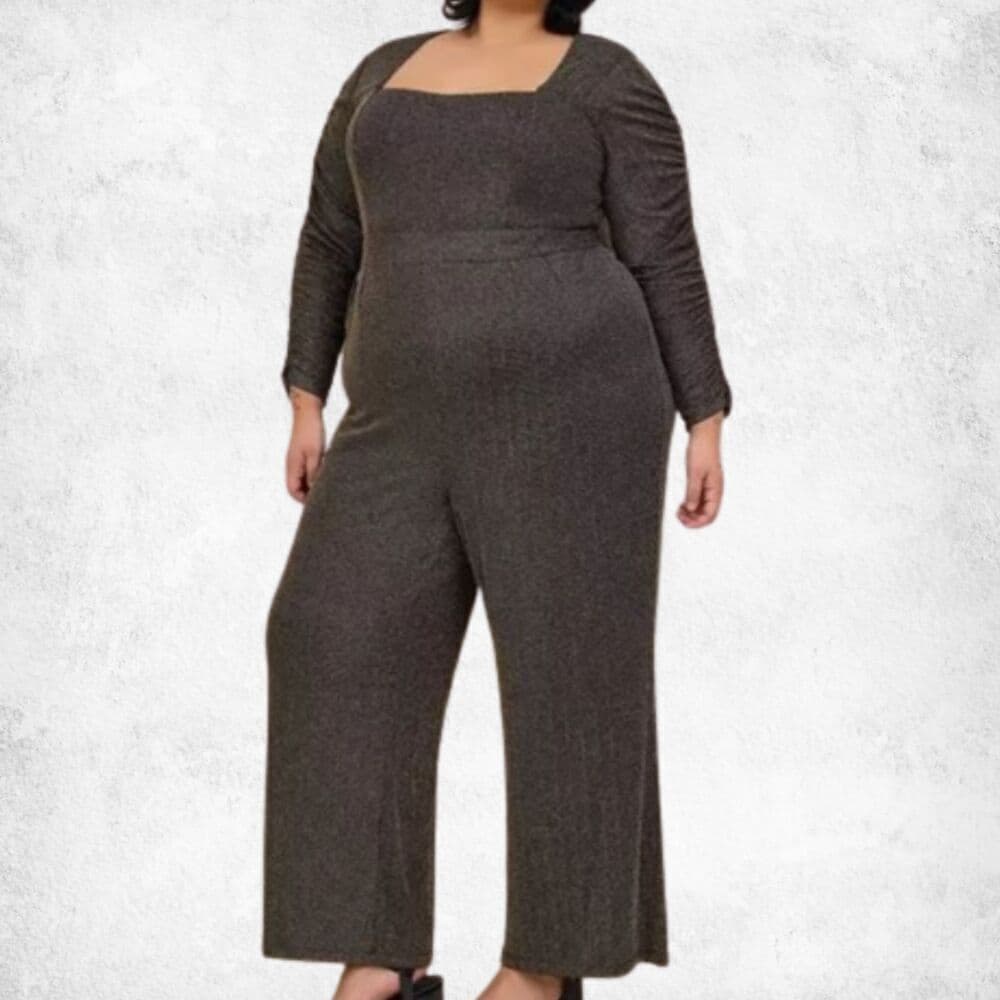 Torrid Glitter Knit Sweetheart Jumpsuit 24W – Black Gold Glam Evening - Thumbnail 7