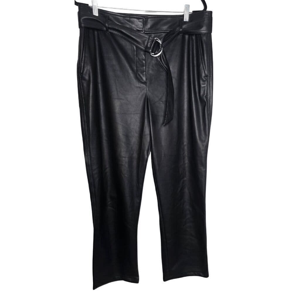 LOFT Black Faux Leather Paperbag Pants – Size 14 - Thumbnail 2
