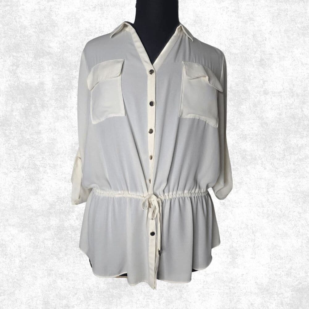 Lane Bryant Ivory Button Front Blouse – Size 18/20 - Thumbnail 7