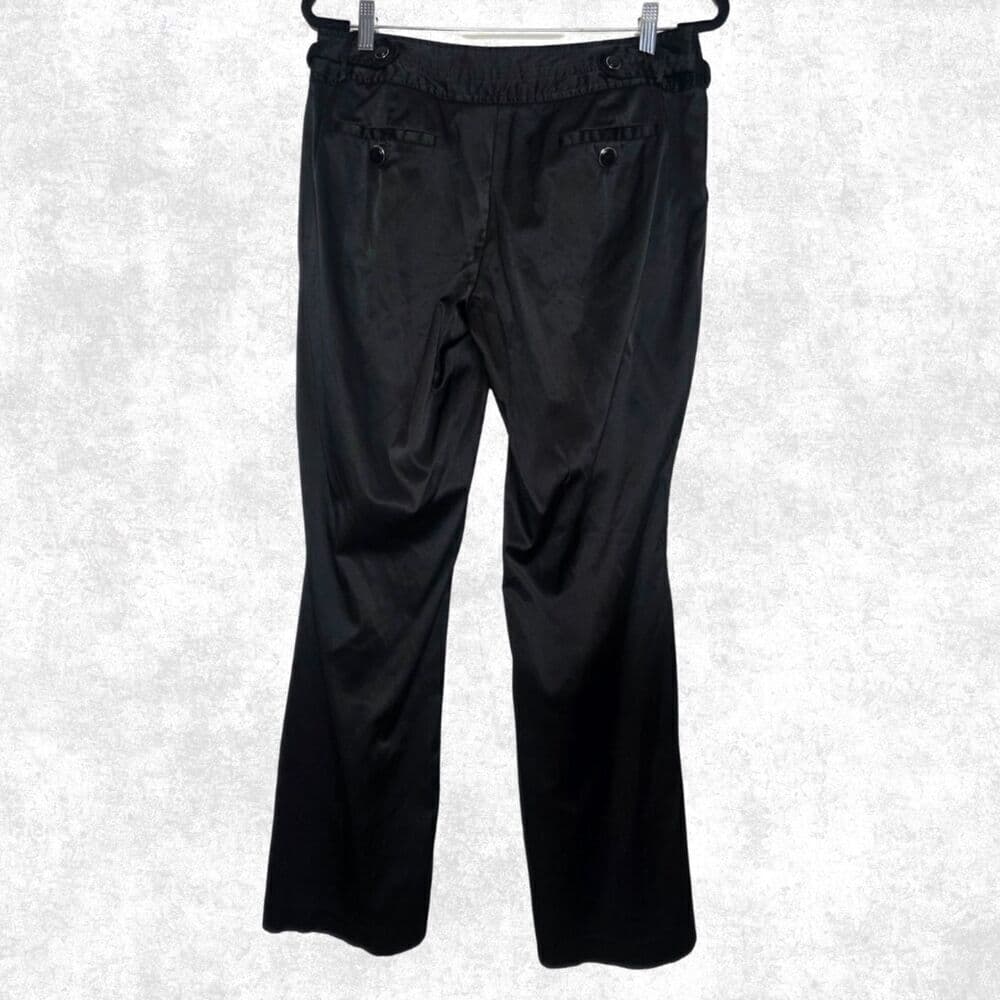 Tracy Evans Black Satin Dress Pants Women’s 11 Flared Trousers Y2K Goth Glam - Thumbnail 2