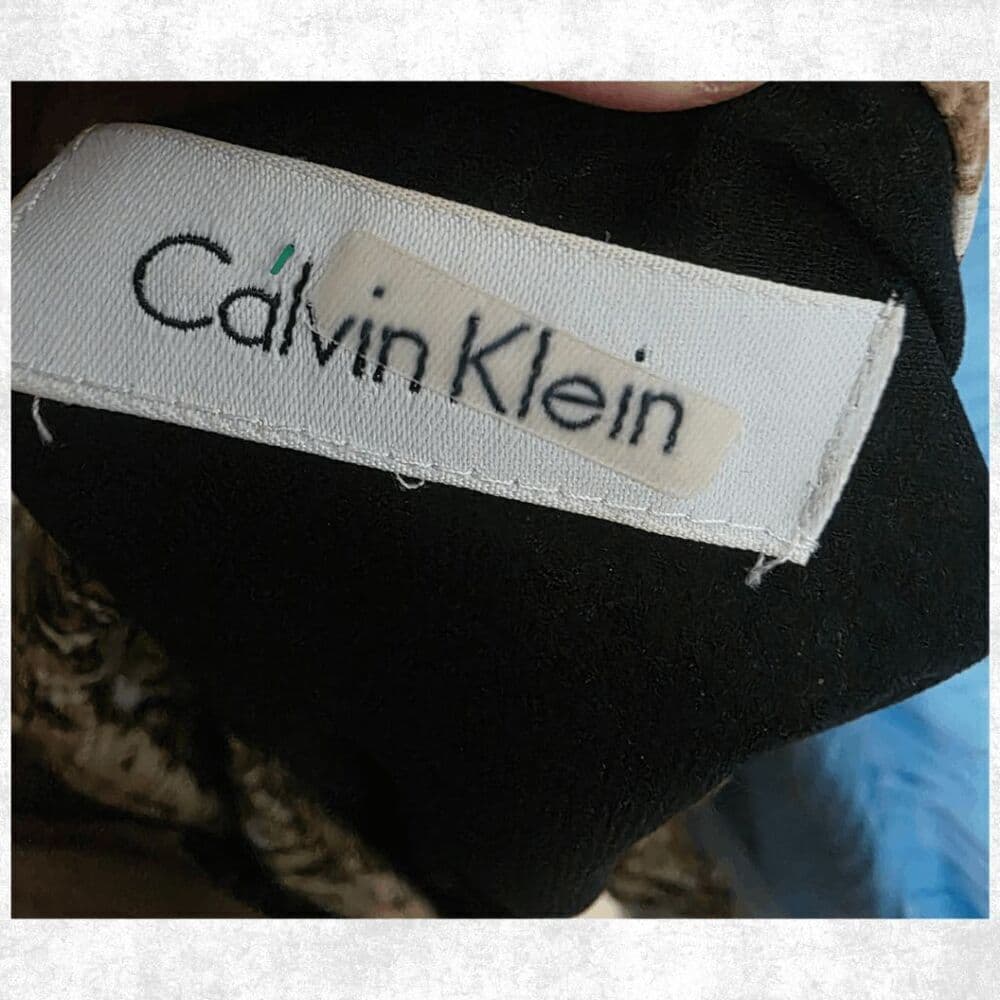 Calvin Klein Snakeskin Blouse – Size L – Animal Print Tie-Neck Top
