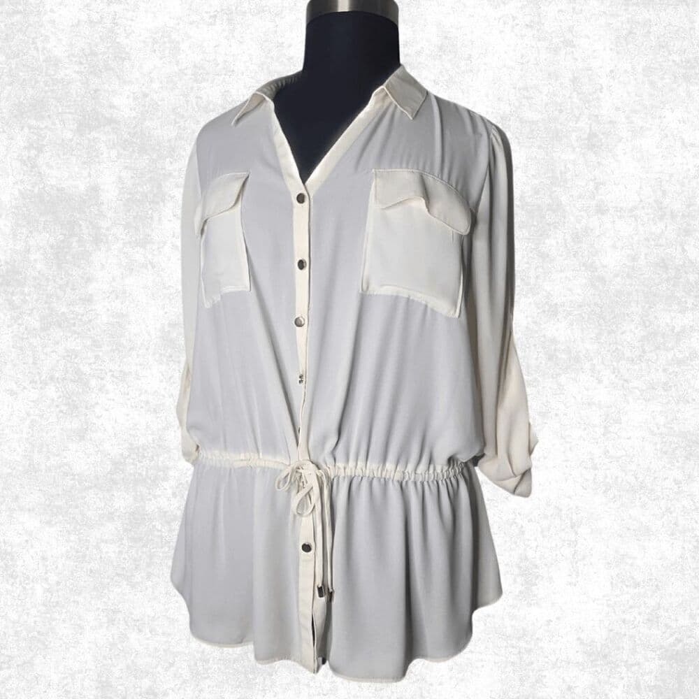 Lane Bryant Ivory Button Front Blouse – Size 18/20 - Thumbnail 4