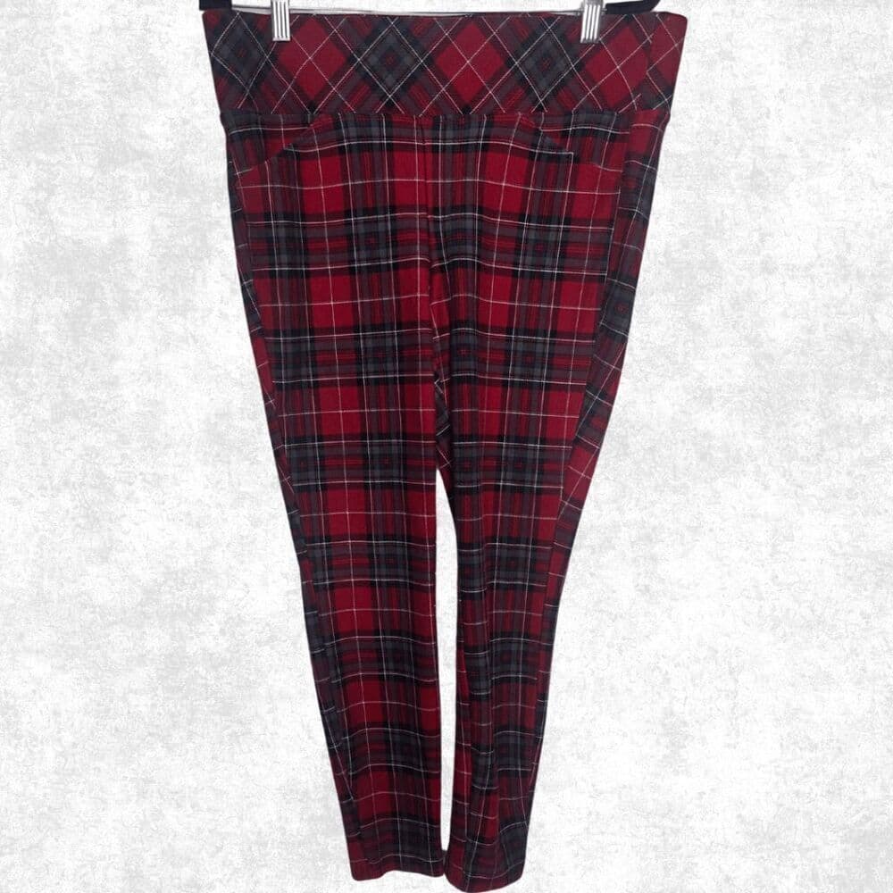 Torrid Pixie Red Plaid Pants – Size 1R – Grunge Punk Stretch Fit - Thumbnail 3