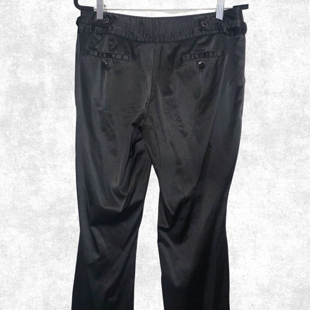 Tracy Evans Black Satin Dress Pants Women’s 11 Flared Trousers Y2K Goth Glam - Thumbnail 3