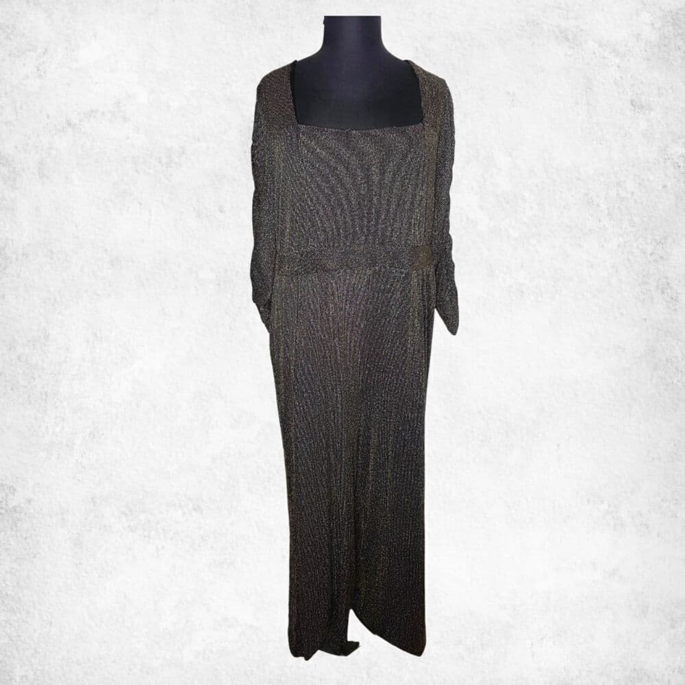 Torrid Glitter Knit Sweetheart Jumpsuit 24W – Black Gold Glam Evening - Thumbnail 5