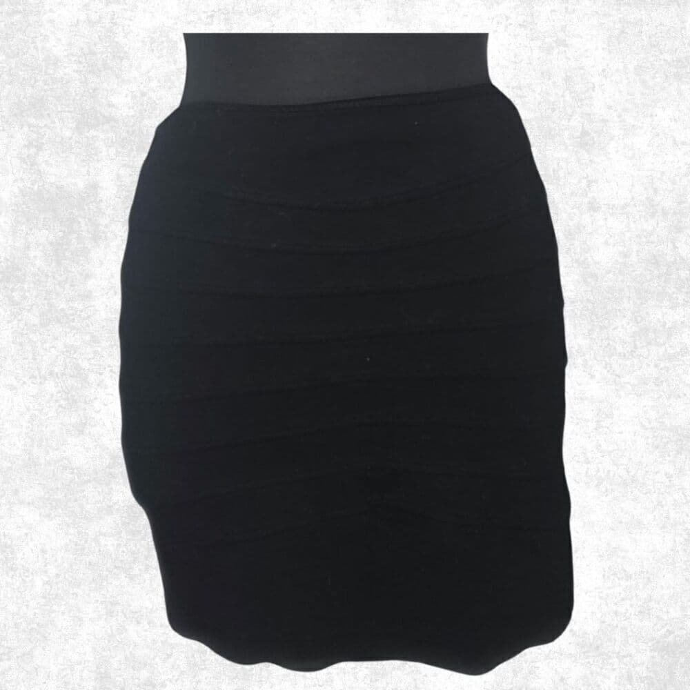 Studio Point Black Bandage Mini Skirt – Size 12 | Curve-Hugging Alt Glam - Thumbnail 3