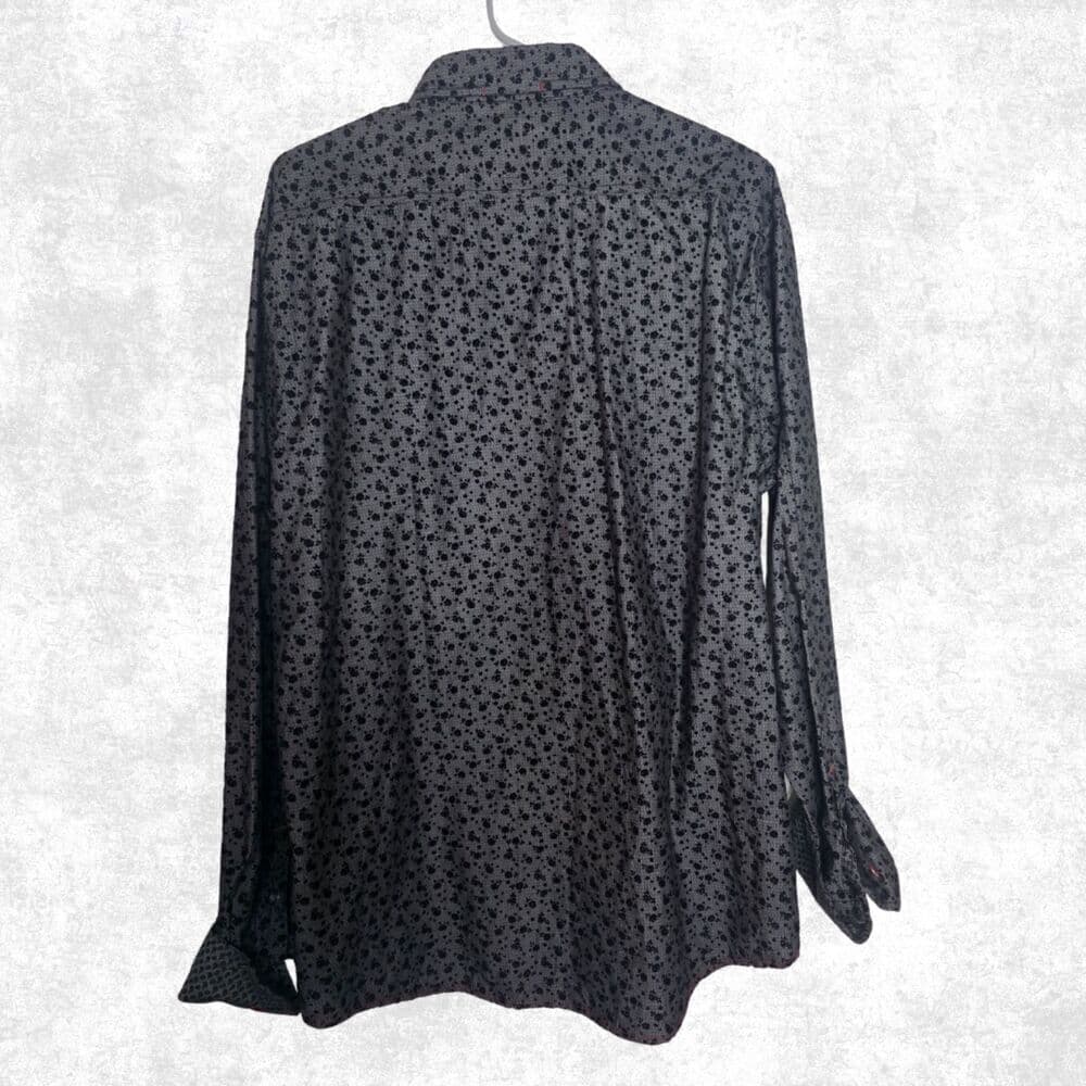 Vintage Italia Unisex Button Down Shirt Black Floral Texture XL Rock Grunge Alt - Thumbnail 2