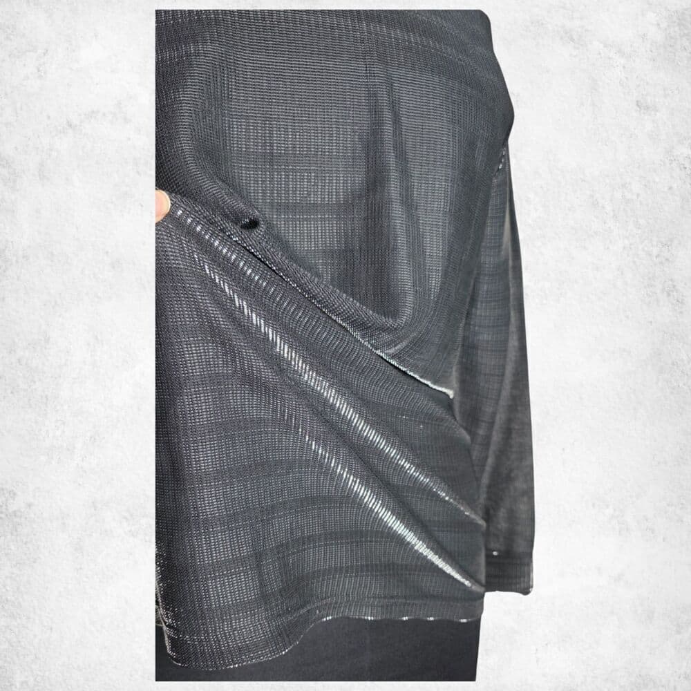 Le Monde Collection Black Metallic Lurex Top XL Vintage Long Sleeve Shimmer - Thumbnail 4