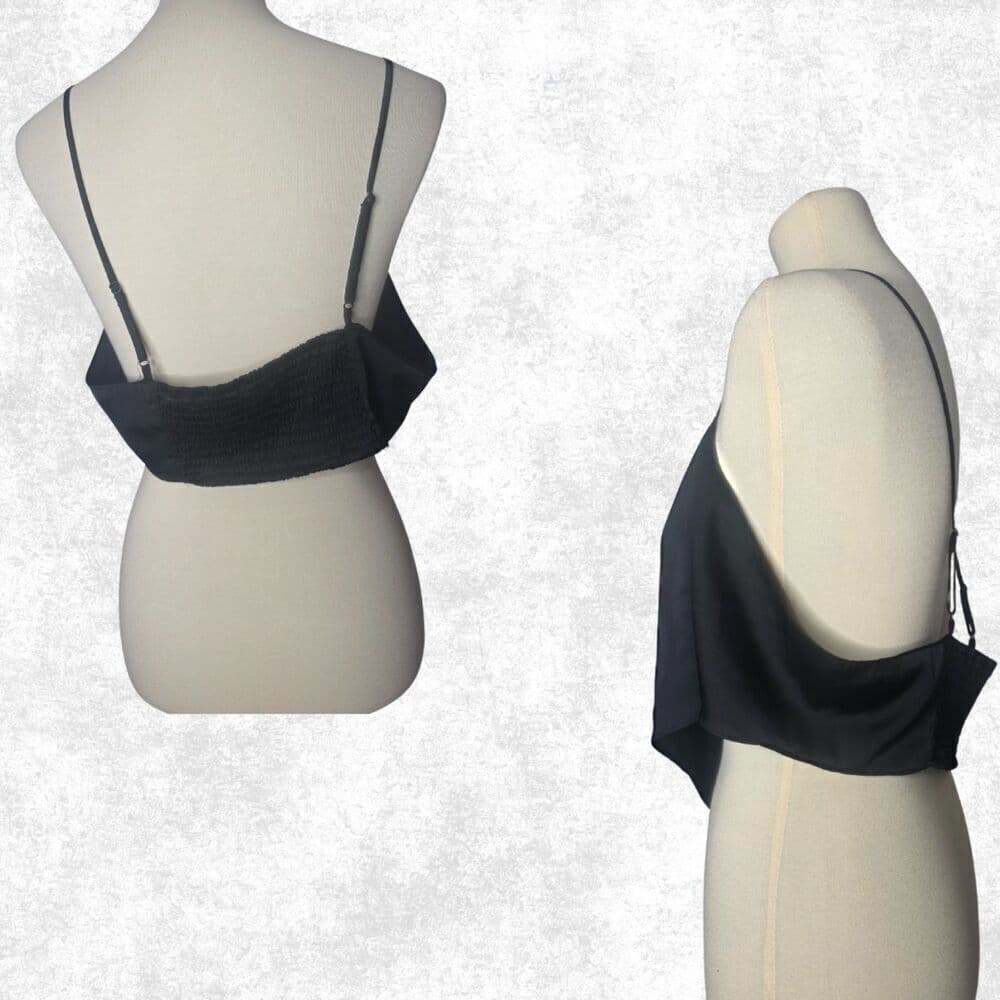 H&M Divided Black Satin Handkerchief Crop Top XL Festival Y2K - Thumbnail 4
