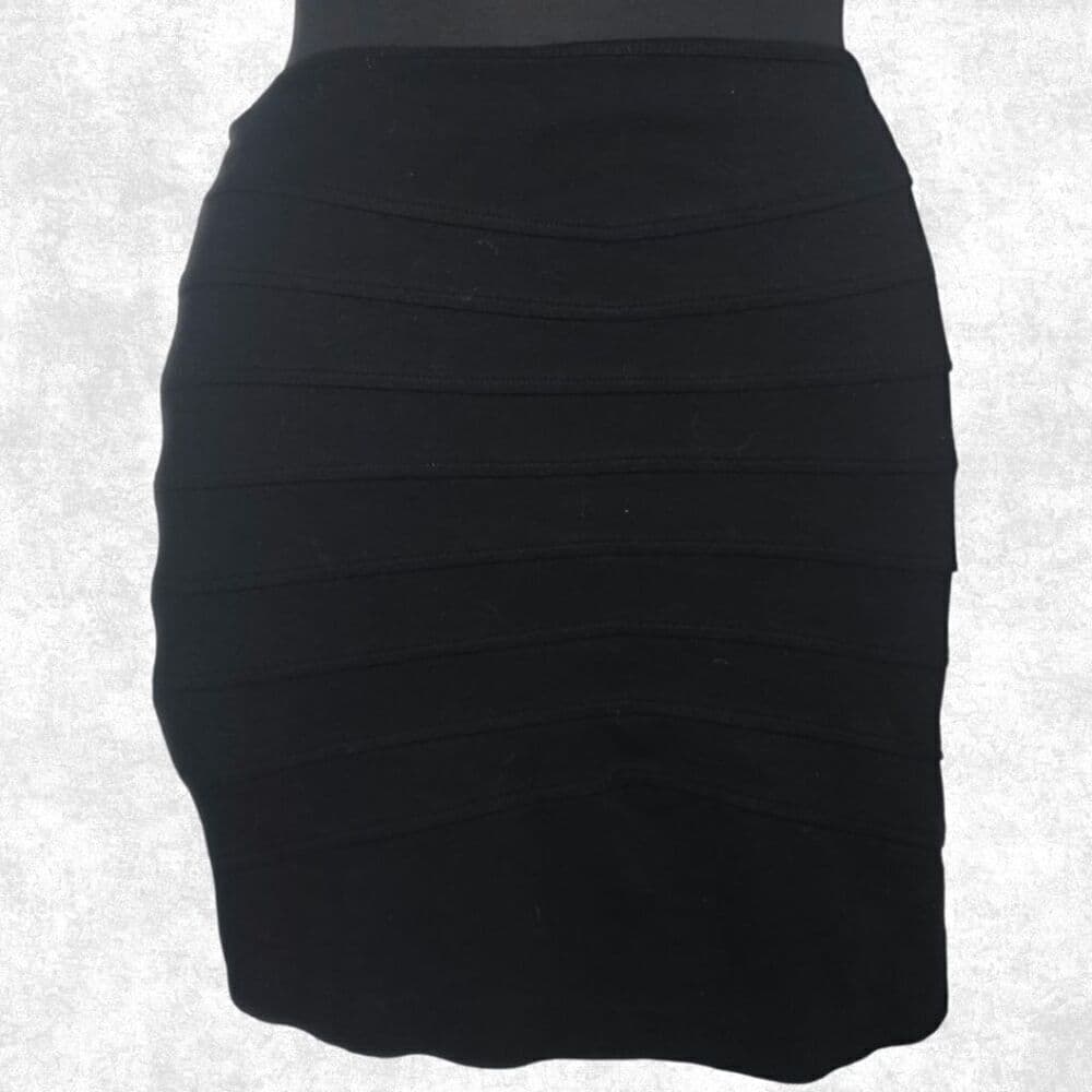 Studio Point Black Bandage Mini Skirt – Size 12 | Curve-Hugging Alt Glam - Thumbnail 2