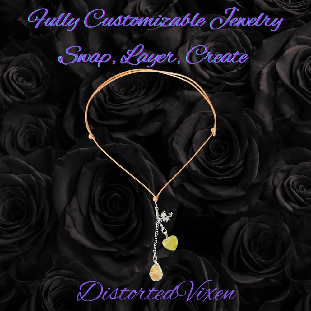 Green Aventurine & Citrine Dragon Charm Convertible Necklace | Adjustable Cord - Thumbnail 4
