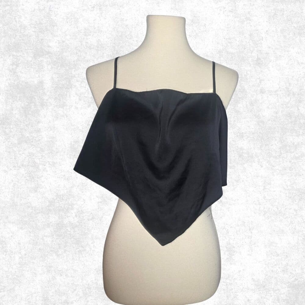 H&M Divided Black Satin Handkerchief Crop Top XL Festival Y2K - Thumbnail 6