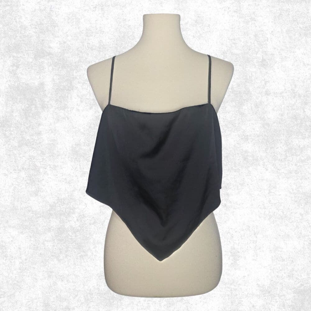 H&M Divided Black Satin Handkerchief Crop Top XL Festival Y2K - Thumbnail 3
