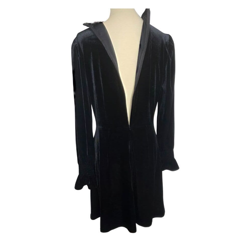 Black Velvet Long Sleeve Dress – LOFT – Size 6 – Wednesday Addams Goth Vibes - Thumbnail 4