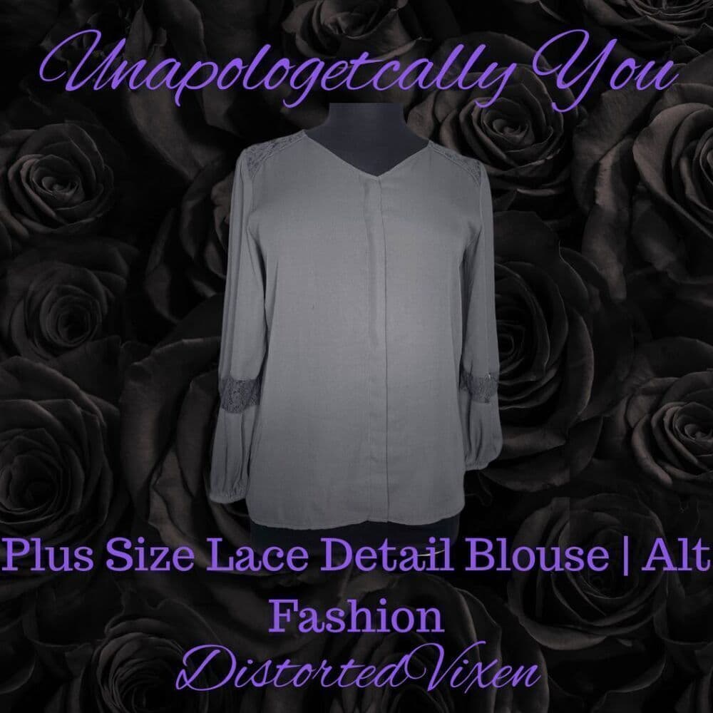 APT. 9 Gray Lace Detail Blouse – Size Large - Thumbnail 3