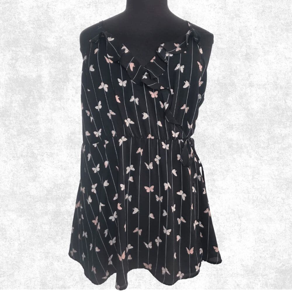 NWOT Torrid Butterfly Print Ruffle Top – Plus Size 2 (22) | Sleeveless Babydoll - Thumbnail 5