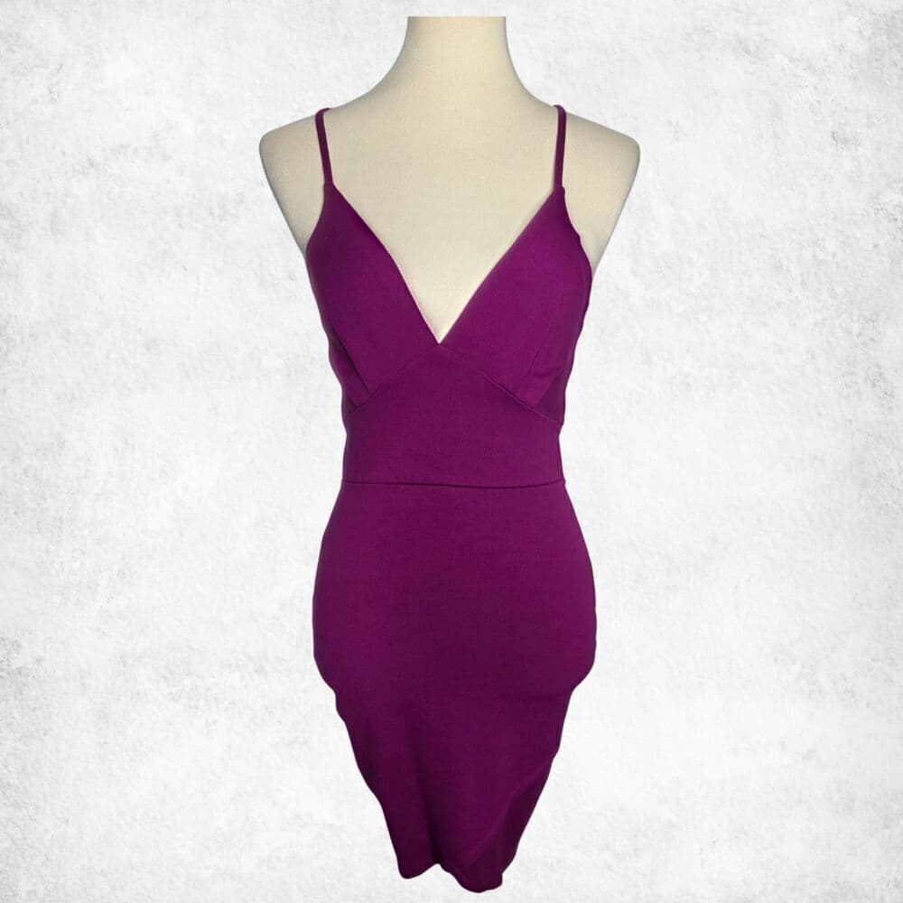 Charlotte Russe Magenta Cutout Bodycon Mini Dress – Strappy Back Clubwear (S) - Thumbnail 5