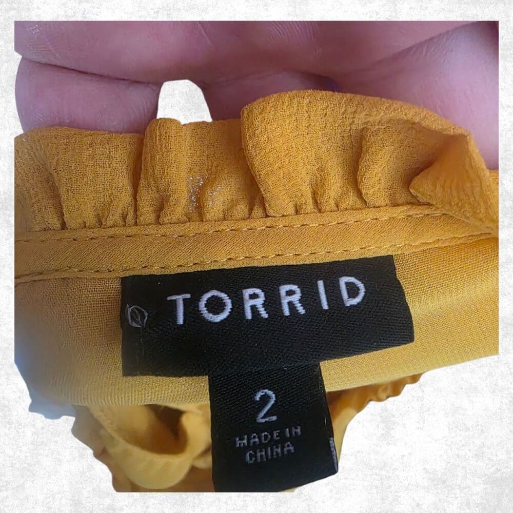Torrid Mustard Yellow Smocked Blouse Plus Size 2X Ruffle Neck Boho Festival Top - Thumbnail 2