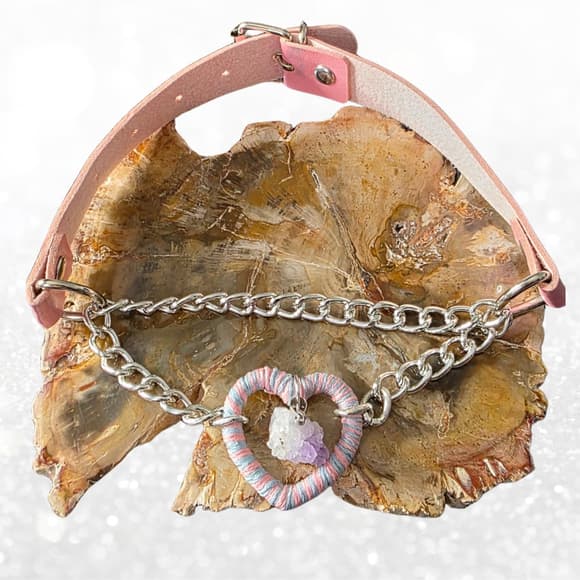 Pastel Gothic Armor Amethyst Heart Choker - Kawaii Goth Pink & Blue Ombré Fairy - Thumbnail 8