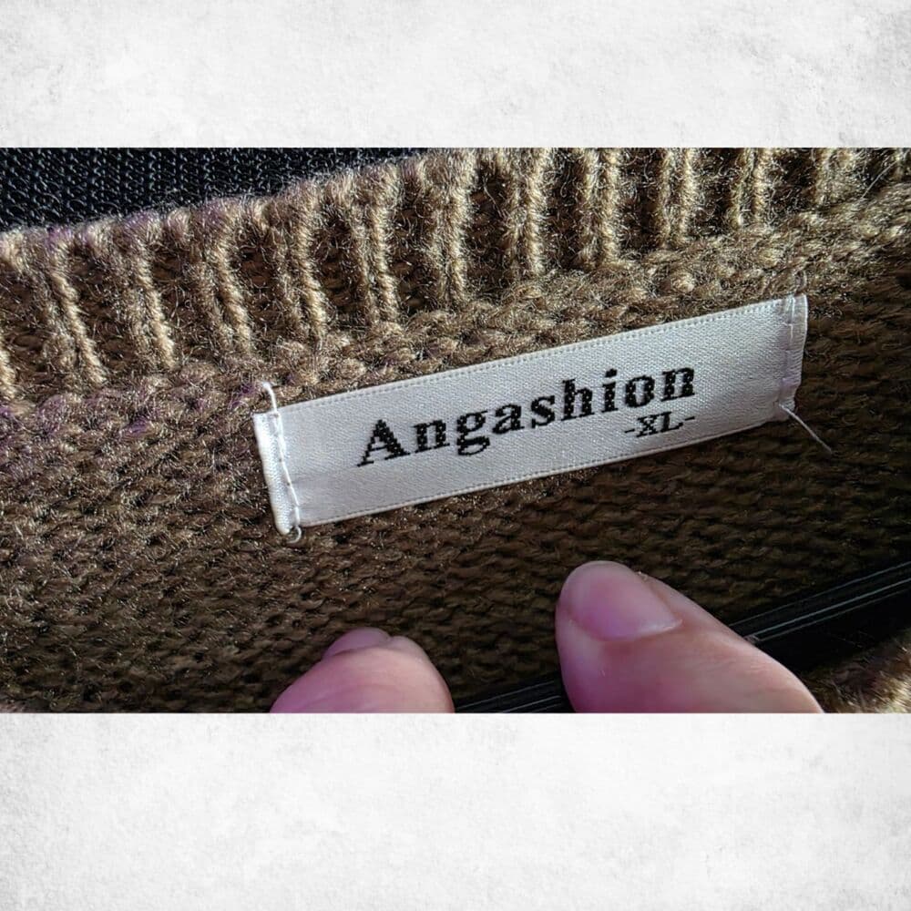 Angashion Colorblock Sweater XL – Neutral Brown Gray Black Knit Pullover