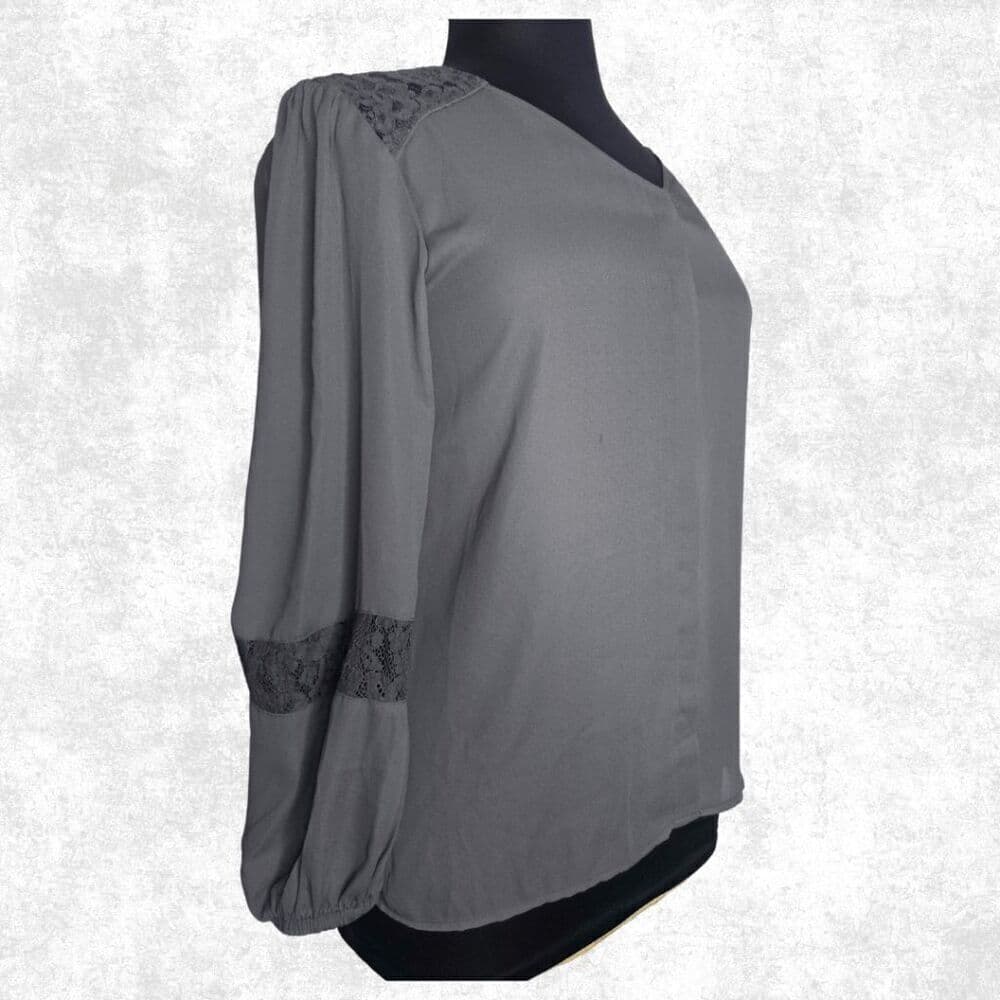 APT. 9 Gray Lace Detail Blouse – Size Large - Thumbnail 6