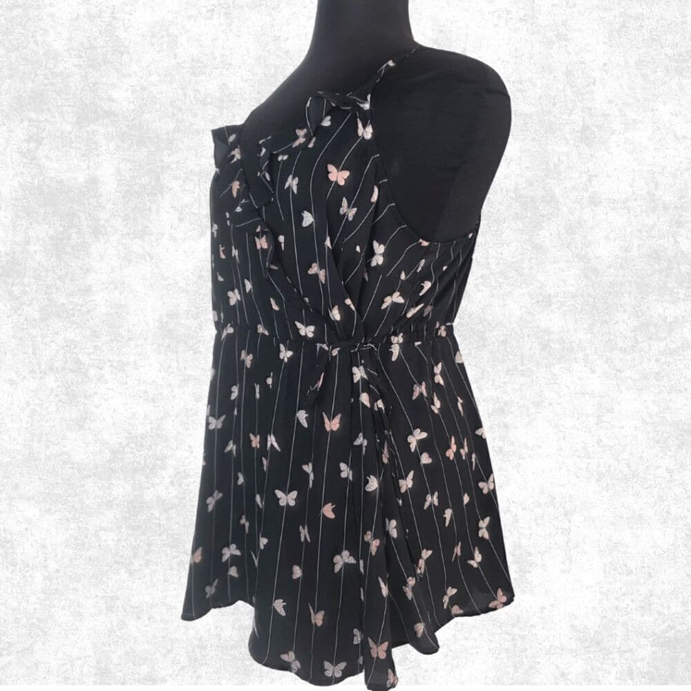NWOT Torrid Butterfly Print Ruffle Top – Plus Size 2 (22) | Sleeveless Babydoll - Thumbnail 3