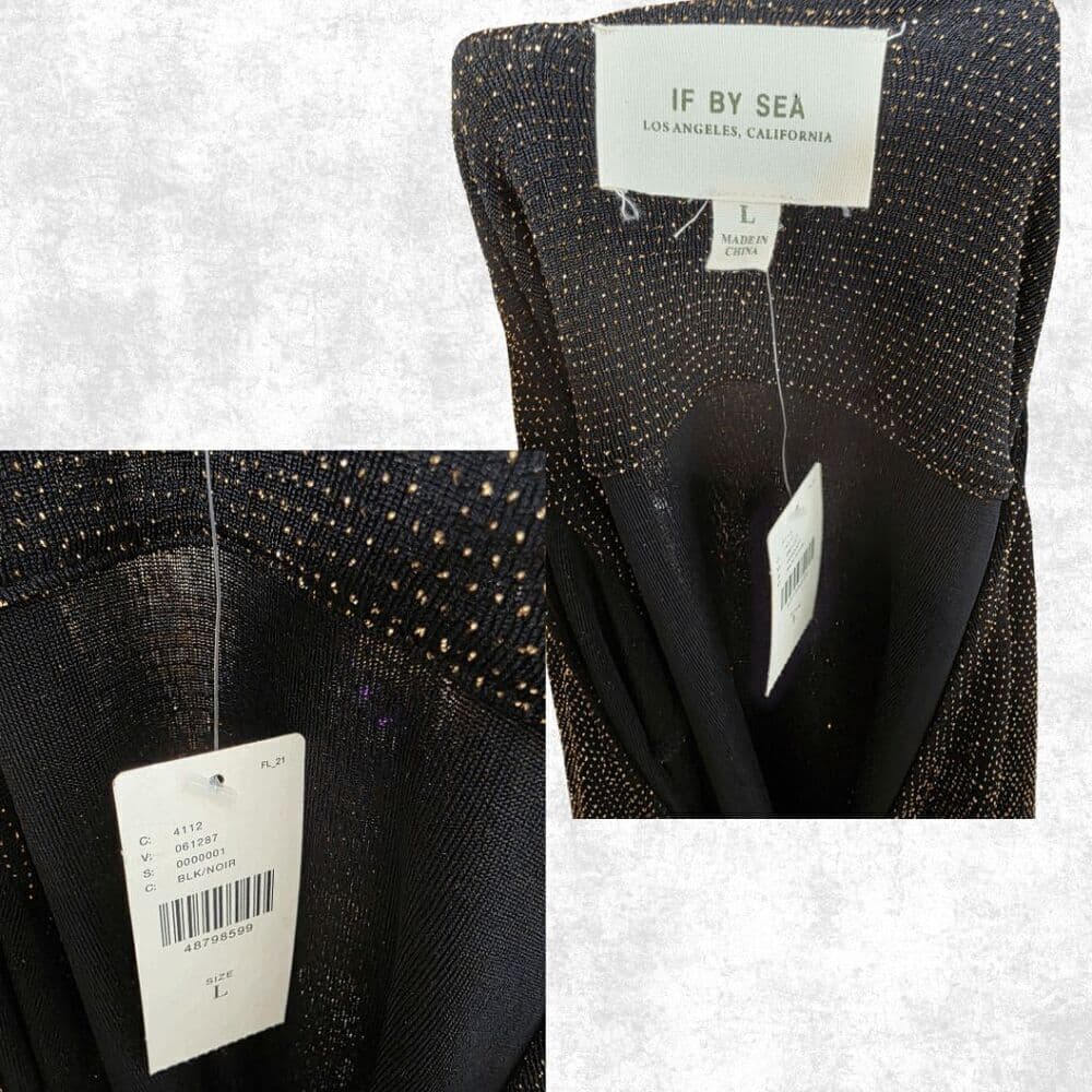 IF BY SEA Black & Gold Glitter Surplice Blouse – Size L (NWT) - Thumbnail 6