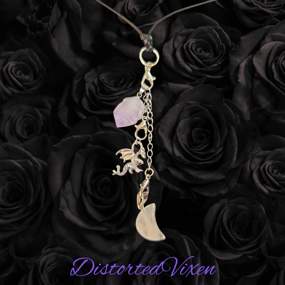 Women's Unbranded Purple & Silver Dragon Moon Charm Necklace, One Size - Thumbnail 6